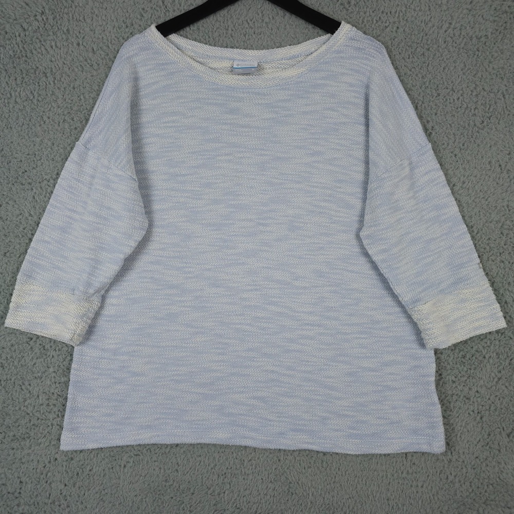 Columbia‎ Sweater Womens XL Blue Marled Textured Knit Boat Neck Pullover Casual